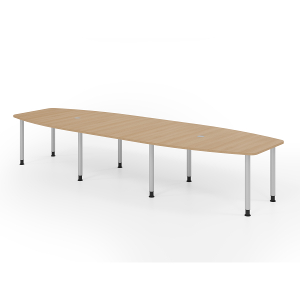 4032062316122 - Konferenztisch VKT manuell höhenverstellbar 72-74cm (H) 400cmx85-130cm (BxT) 14 Personen Tonnenform eiche   silber 40320623