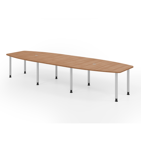 4032062316153 - Konferenztisch VKT manuell höhenverstellbar 72-74cm (H) 400cmx85-130cm (BxT) 14 Personen Tonnenform nussbaum   silber 40320