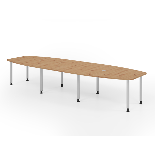 4032062316184 - Konferenztisch VKT manuell höhenverstellbar 72-74cm (H) 400cmx85-130cm (BxT) 14 Personen Tonnenform asteiche   silber 40320
