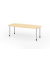 Konferenztisch K-Serie, manuell h&ouml;henverstellbar 72-74cm (H), 220cmx83/103cm (BxT), 8 Personen, Tonnenform, ahorn / silber