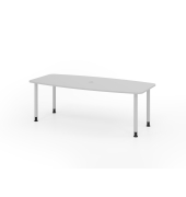 Konferenztisch VKT, manuell h&ouml;henverstellbar 72-74cm (H), 220cmx83-103cm (BxT), 8 Personen, Tonnenform, lichtgrau / silber