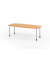 Konferenztisch K-Serie, manuell h&ouml;henverstellbar 72-74cm (H), 220cmx83/103cm (BxT), 8 Personen, Tonnenform, buche / silber