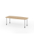 Konferenztisch K-Serie, manuell h&ouml;henverstellbar 72-74cm (H), 220cmx83/103cm (BxT), 8 Personen, Tonnenform, eiche / silber