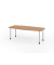 Konferenztisch K-Serie, manuell h&ouml;henverstellbar 72-74cm (H), 220cmx83/103cm (BxT), 8 Personen, Tonnenform, nussbaum / silber