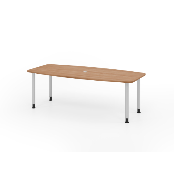 4032062316559 - Konferenztisch VKT manuell höhenverstellbar 72-74cm (H) 220cmx83-103cm (BxT) 8 Personen Tonnenform nussbaum   silber 403206