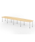 Konferenztisch K-Serie, manuell h&ouml;henverstellbar 72-74cm (H), 520cmx85-130cm (BxT), 18 Personen, Tonnenform, ahorn / chrom