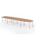 Konferenztisch K-Serie, manuell h&ouml;henverstellbar 72-74cm (H), 520cmx85-130cm (BxT), 18 Personen, Tonnenform, nussbaum / chrom