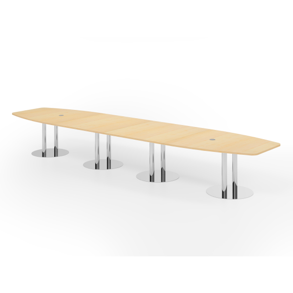 4032062315712 - Konferenztisch VKT 74cm (H) weißx85-130cm (BxT) 18 Personen Tonnenform ahorn   chrom 4032062315712 Hammerbacher
