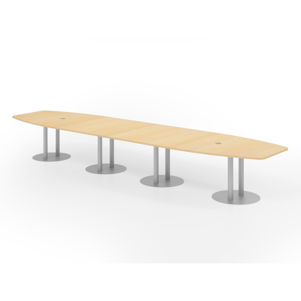 4032062315729 - Konferenztisch VKT 74cm (H) weißx85-130cm (BxT) 18 Personen Tonnenform ahorn   silber 4032062315729 Hammerbacher