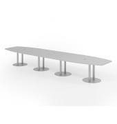 Konferenztisch K-Serie, 74cm (H), 520cmx85-130cm (BxT), 18 Personen, Tonnenform, lichtgrau / silber