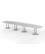 Konferenztisch K-Serie, 74cm (H), 520cmx85-130cm (BxT), 18 Personen, Tonnenform, lichtgrau / silber