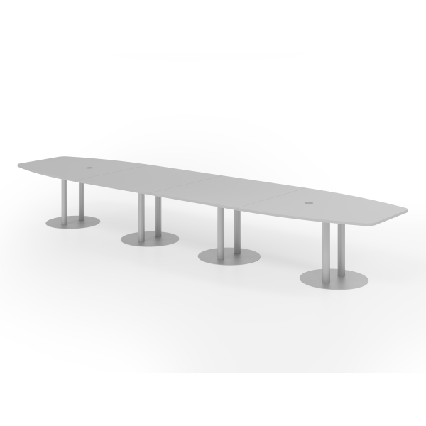 4032062315743 - Konferenztisch VKT 74cm (H) weißx85-130cm (BxT) 18 Personen Tonnenform lichtgrau   silber 4032062315743 Hammerbacher