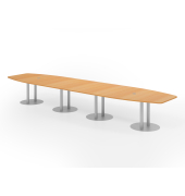 Konferenztisch VKT, 74cm (H), 520cmx85-130cm (BxT), 18 Personen, Tonnenform, buche / silber