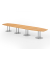 Konferenztisch K-Serie, 74cm (H), 520cmx85-130cm (BxT), 18 Personen, Tonnenform, buche / silber
