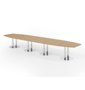 Konferenztisch VKT, 74cm (H), 520cmx85-130cm (BxT), 18 Personen, Tonnenform, eiche / chrom