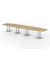 Konferenztisch K-Serie, 74cm (H), 520cmx85-130cm (BxT), 18 Personen, Tonnenform, eiche / silber