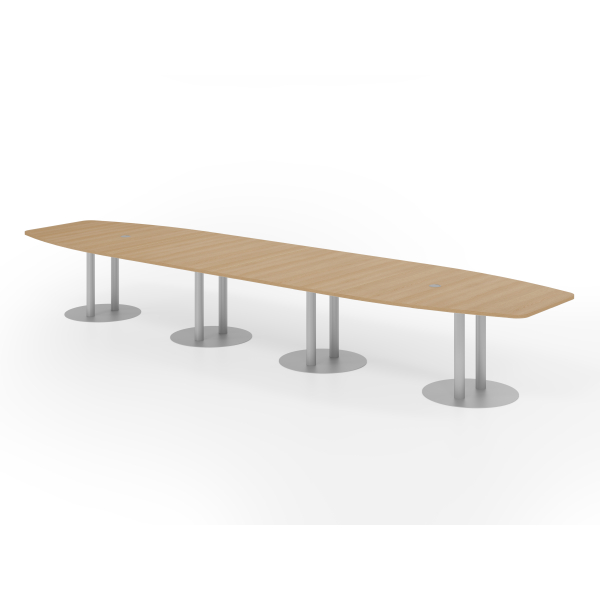 4032062315781 - Konferenztisch VKT 74cm (H) weißx85-130cm (BxT) 18 Personen Tonnenform eiche   silber 4032062315781 Hammerbacher