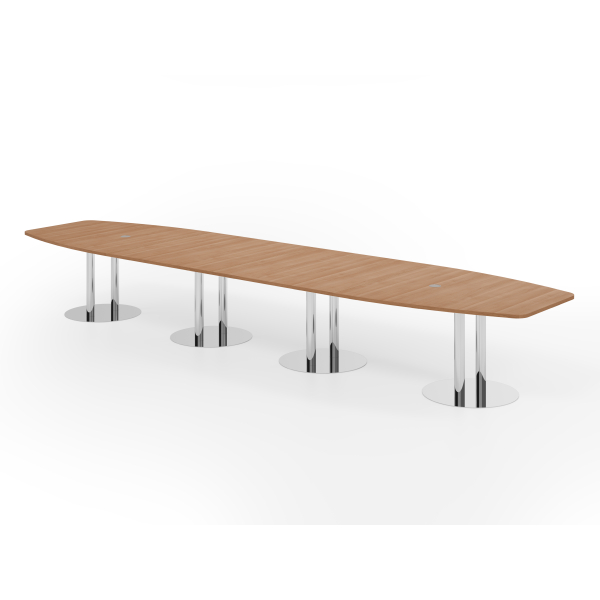 4032062315798 - Konferenztisch VKT 74cm (H) weißx85-130cm (BxT) 18 Personen Tonnenform nussbaum   chrom 4032062315798 Hammerbacher