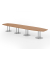 Konferenztisch K-Serie, 74cm (H), 520cmx85-130cm (BxT), 18 Personen, Tonnenform, nussbaum / silber