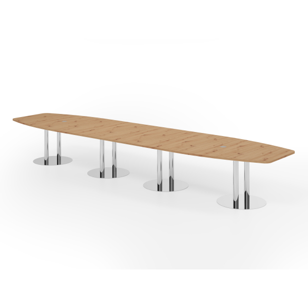 4032062315811 - Konferenztisch VKT 74cm (H) weißx85-130cm (BxT) 18 Personen Tonnenform asteiche   chrom 4032062315811 Hammerbacher
