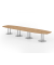 Konferenztisch K-Serie, 74cm (H), 520cmx85-130cm (BxT), 18 Personen, Tonnenform, asteiche / silber