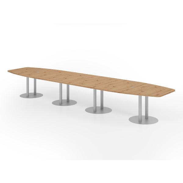 4032062315828 - Konferenztisch VKT 74cm (H) weißx85-130cm (BxT) 18 Personen Tonnenform asteiche   silber 4032062315828 Hammerbacher