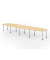 Konferenztisch K-Serie, manuell h&ouml;henverstellbar 72-74cm (H), 520cmx85-130cm (BxT), 18 Personen, Tonnenform, ahorn / silber