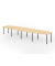 Konferenztisch K-Serie, manuell h&ouml;henverstellbar 72-74cm (H), 520cmx85-130cm (BxT), 18 Personen, Tonnenform, ahorn / graphit