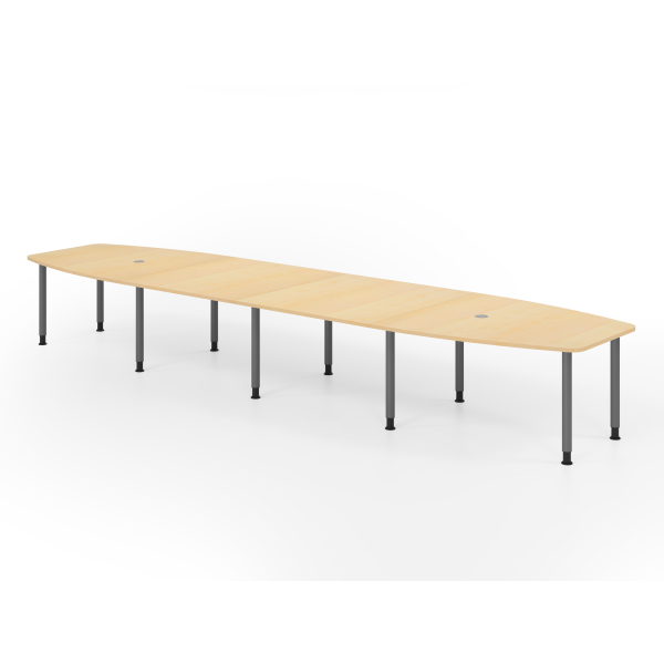 4032062316245 - Konferenztisch VKT manuell höhenverstellbar 72-74cm (H) weißx85 130cm (BxT) 18 Personen Tonnenform ahorn   graphit 40320623