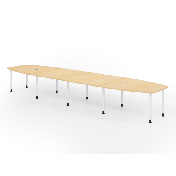 4032062316252 - Konferenztisch VKT manuell höhenverstellbar 72-74cm (H) weißx85 130cm (BxT) 18 Personen Tonnenform ahorn   graphit 40320623