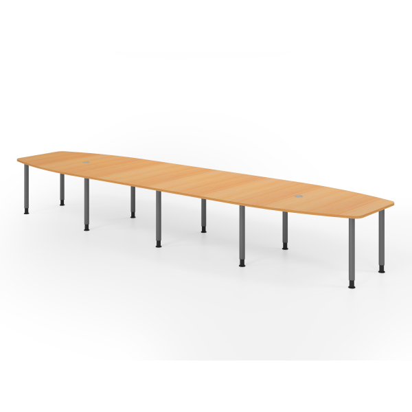 4032062316306 - Konferenztisch VKT manuell höhenverstellbar 72-74cm (H) weißx85 130cm (BxT) 18 Personen Tonnenform buche   graphit 40320623