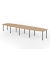 Konferenztisch K-Serie, manuell h&ouml;henverstellbar 72-74cm (H), 520cmx85-130cm (BxT), 18 Personen, Tonnenform, eiche / graphit