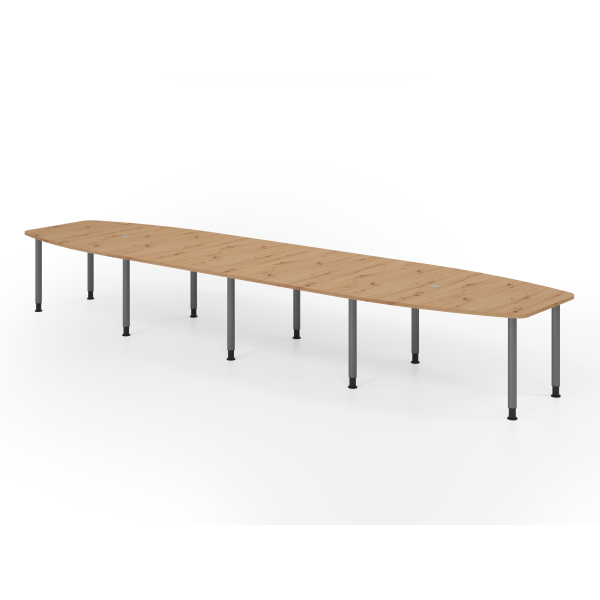 4032062316399 - Konferenztisch VKT manuell höhenverstellbar 72-74cm (H) weißx85 130cm (BxT) 18 Personen Tonnenform asteiche   graphit 40320