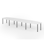 Konferenztisch VKT, manuell h&ouml;henverstellbar 72-74cm (H), 520cmx85-130cm (BxT), 18 Personen, Tonnenform, wei&szlig; / graphit