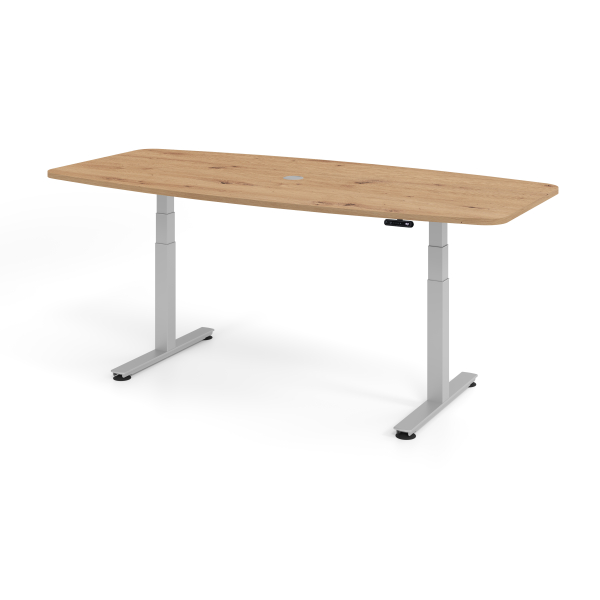 4032062313480 - Konferenztisch VXDSM elektrisch höhenverstellbar 62-127cm (H) 220x103cm (BxT) 8 Personen Tonnenform asteiche   silber 40320