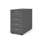 Standcontainer VSC50/G/G/BM Solid SC50, graphit, 5 Schubladen, Spanplatte, melaminbeschichtet, abschlie&szlig;bar