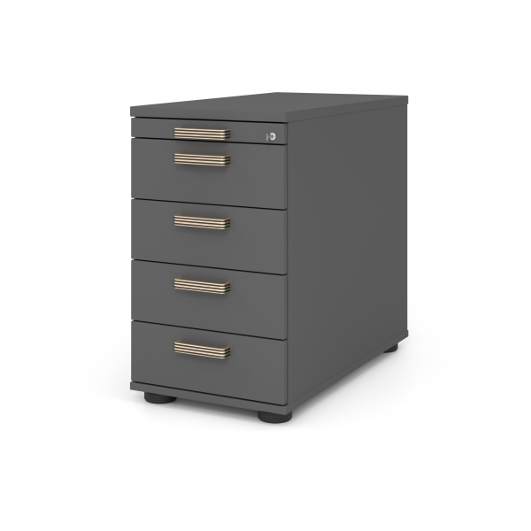4032062320839 - SC50 Standcontainer grafit 5 Auszüge Kunststoff-Relinggriff silber 428 x 800 x 720 - 760 cm