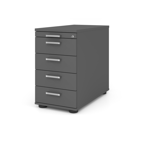 4032062320907 - Solid SC50 Standcontainer grafit 5 Auszüge Metall-Stangengriff chrom gebürstet 428 x 800 x 720 - 760 cm