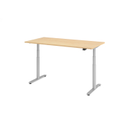 Sitz-Steh-Schreibtisch VXDLR, elektrisch h&ouml;henverstellbar, 127cm (H), 160x80cm (BxT), rechteckig, ahorn / silber