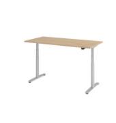 Sitz-Steh-Schreibtisch VXDLR, elektrisch h&ouml;henverstellbar, 127cm (H), 160x80cm (BxT), rechteckig, eiche / silber