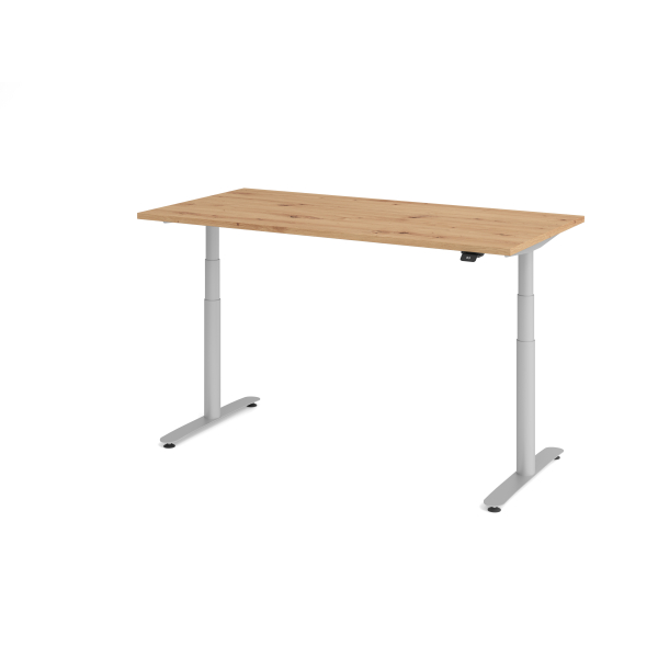 4032062303634 - Sitz-Steh-Schreibtisch VXDLR elektrisch höhenverstellbar 127cm (H) 160x80cm (BxT) rechteckig asteiche   silber 403206230363