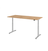 Sitz-Steh-Schreibtisch VXDLR, elektrisch h&ouml;henverstellbar, 127cm (H), 180x80cm (BxT), rechteckig, asteiche / silber