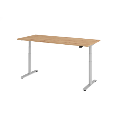 Sitz-Steh-Schreibtisch VXDLR, elektrisch h&ouml;henverstellbar, 127cm (H), 180x80cm (BxT), rechteckig, asteiche / silber