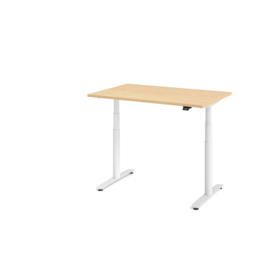 Sitz-Steh-Schreibtisch VXDLR, elektrisch h&ouml;henverstellbar, 127cm (H), 120x80cm (BxT), rechteckig, ahorn / wei&szlig;