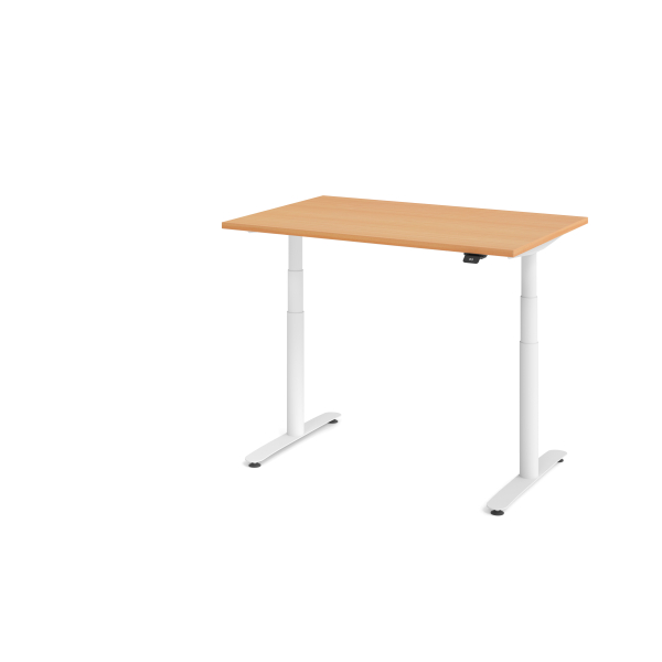 4032062303733 - Sitz-Steh-Schreibtisch VXDLR elektrisch höhenverstellbar 127cm (H) 120x80cm (BxT) rechteckig buche   weiß 4032062303733 Ham
