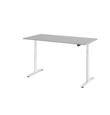 Sitz-Steh-Schreibtisch VXDLR, elektrisch h&ouml;henverstellbar, 127cm (H), 160x80cm (BxT), rechteckig, lichtgrau / wei&szlig;