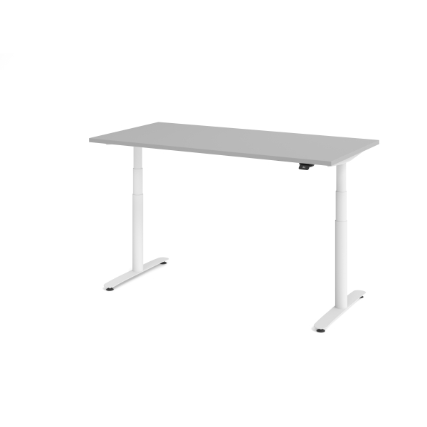 4032062303795 - Sitz-Steh-Schreibtisch VXDLR elektrisch höhenverstellbar 127cm (H) 160x80cm (BxT) rechteckig lichtgrau   weiß 4032062303795