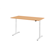 Sitz-Steh-Schreibtisch VXDLR, elektrisch h&ouml;henverstellbar, 127cm (H), 160x80cm (BxT), rechteckig, buche / wei&szlig;