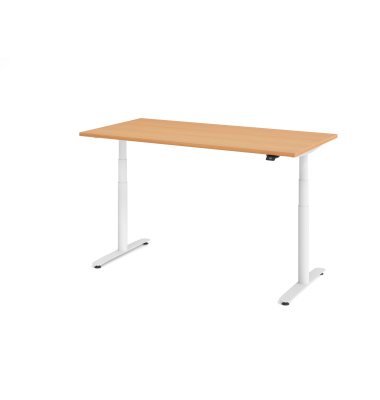 Sitz-Steh-Schreibtisch VXDLR, elektrisch h&ouml;henverstellbar, 127cm (H), 160x80cm (BxT), rechteckig, buche / wei&szlig;