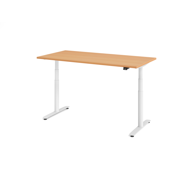 4032062303801 - Sitz-Steh-Schreibtisch VXDLR elektrisch höhenverstellbar 127cm (H) 160x80cm (BxT) rechteckig buche   weiß 4032062303801 Ham